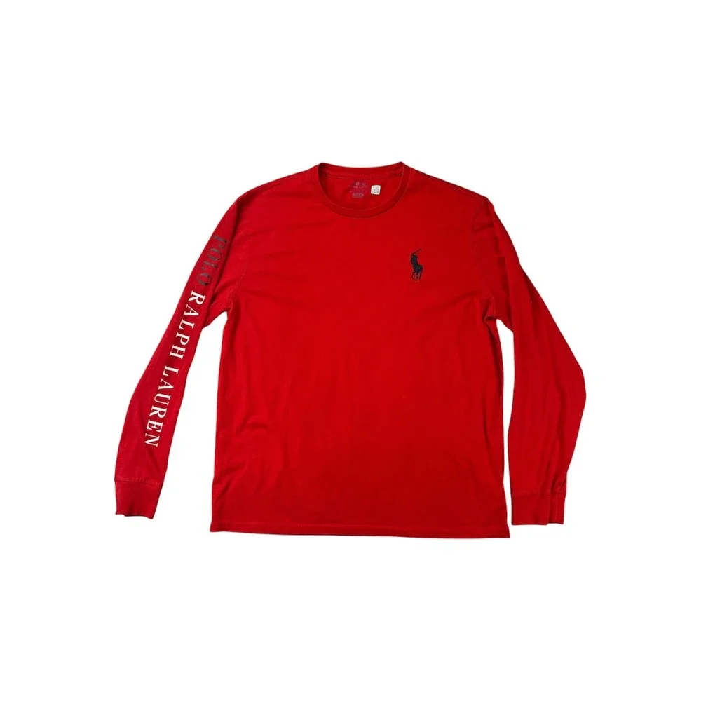Polo Ralph Lauren Red Big Pony Long Sleeve Graphic T-Shirt Mens Large